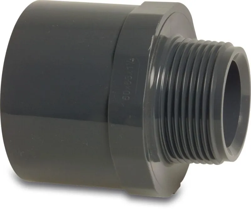 PVC-Övergångsnippel 16/20 mm x 3/8" limsockel/limkoppling till utvändig gänga 10bar