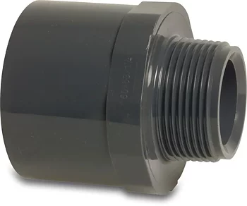 PVC-Övergångsnippel 40/50 mm x 1 1/4" limsockel/limkoppling till utvändig gänga 10bar