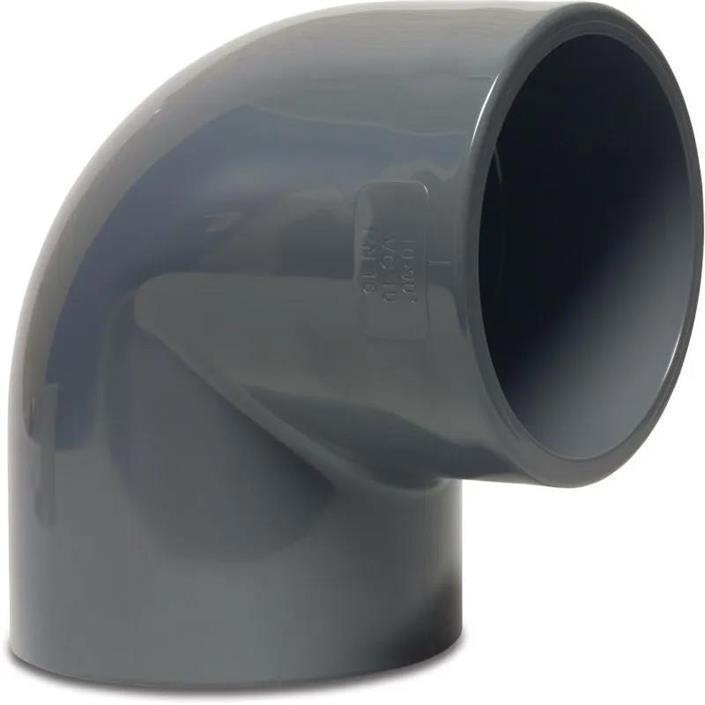PVC-Vinkel 90° Grå 50 mm  (16 bar)