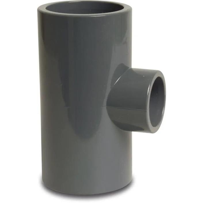 PVC-T-Koppling 90° Reducerad Grå 63x63x32 mm (16 bar)