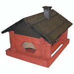 Fågelbord trä 40x31x26 röd/svart