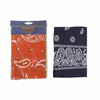 Scarf bomull blå/röd 2-pack