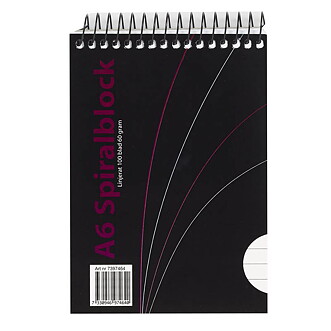 Spiralblock A6 linjer,100 blad