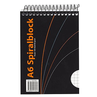 Spiralblock A6 rutat,100 blad