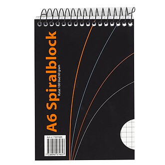 Spiralblock A6 rutat,100 blad