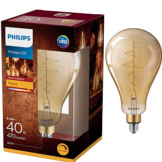 Led fil stor glob 6,5we27 guld