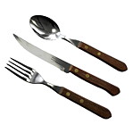 Stekbestick rostfri/trähandtag
