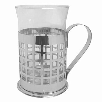 Kaffekopp 2 st,glas/metallh.