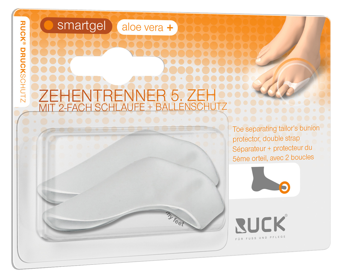 RUCK® AVLASTNING Smartgel, lilltåspridare med Hallux-Valgus skydd (2 st)
