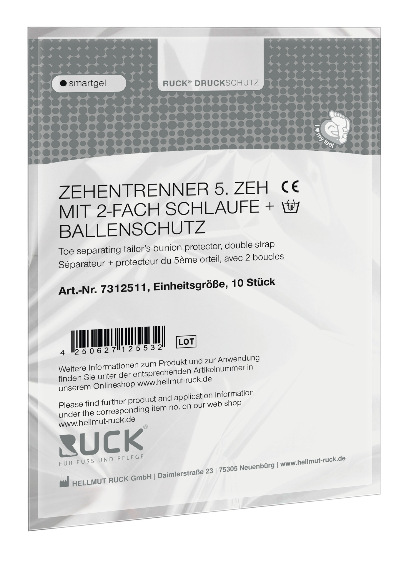 RUCK® AVLASTNING Smartgel, lilltåspridare med Hallux-Valgus skydd (10 st)