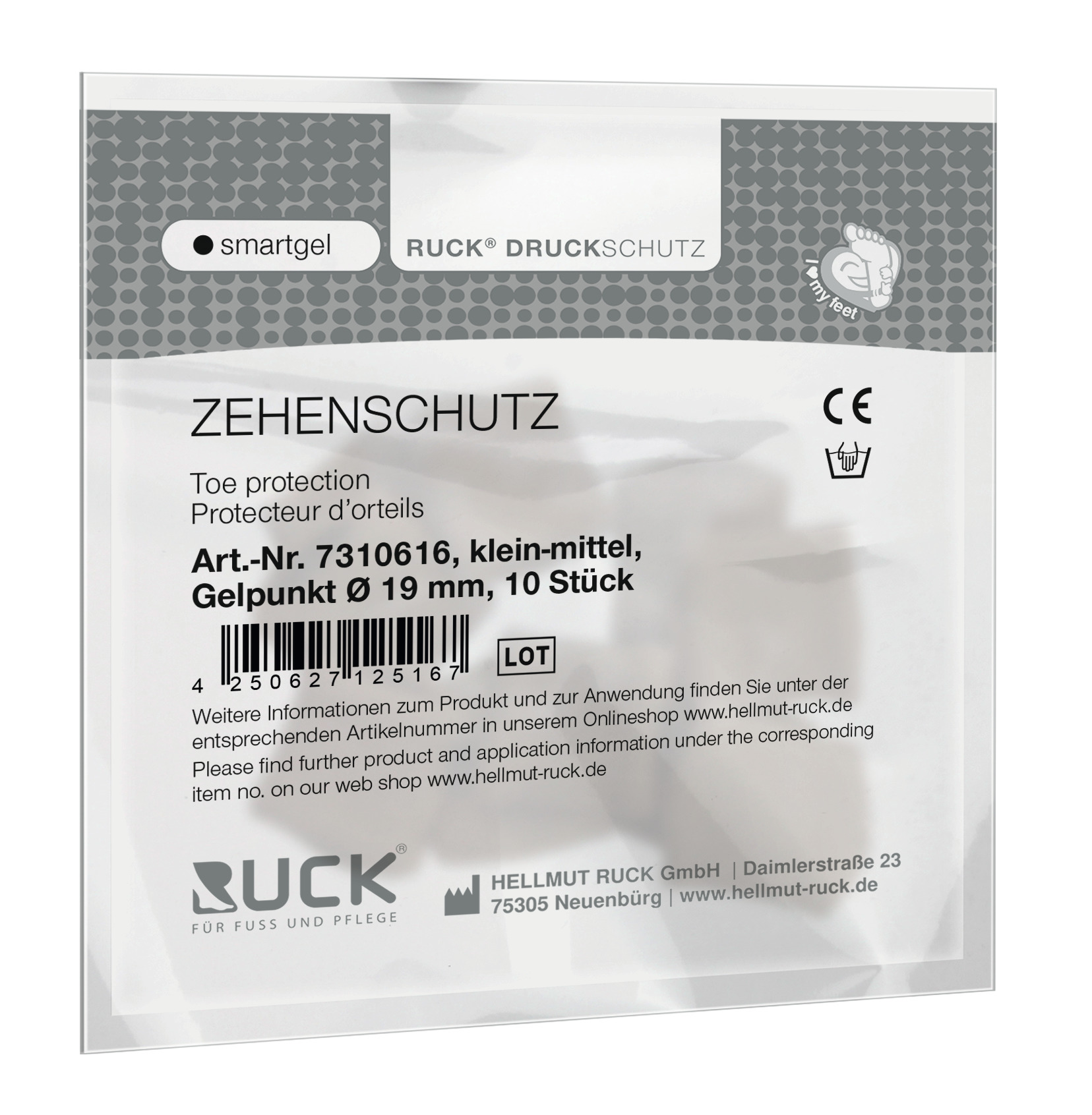 RUCK® AVLASTNING Smartgel, Tåkudde, medel, 10 st