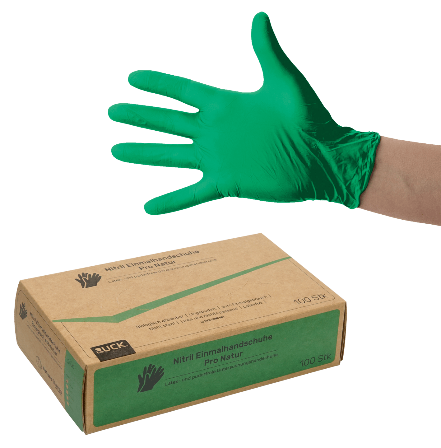 RUCK® Nitril Engångshandske, Pro Nature, grön storlek S, 100-pack