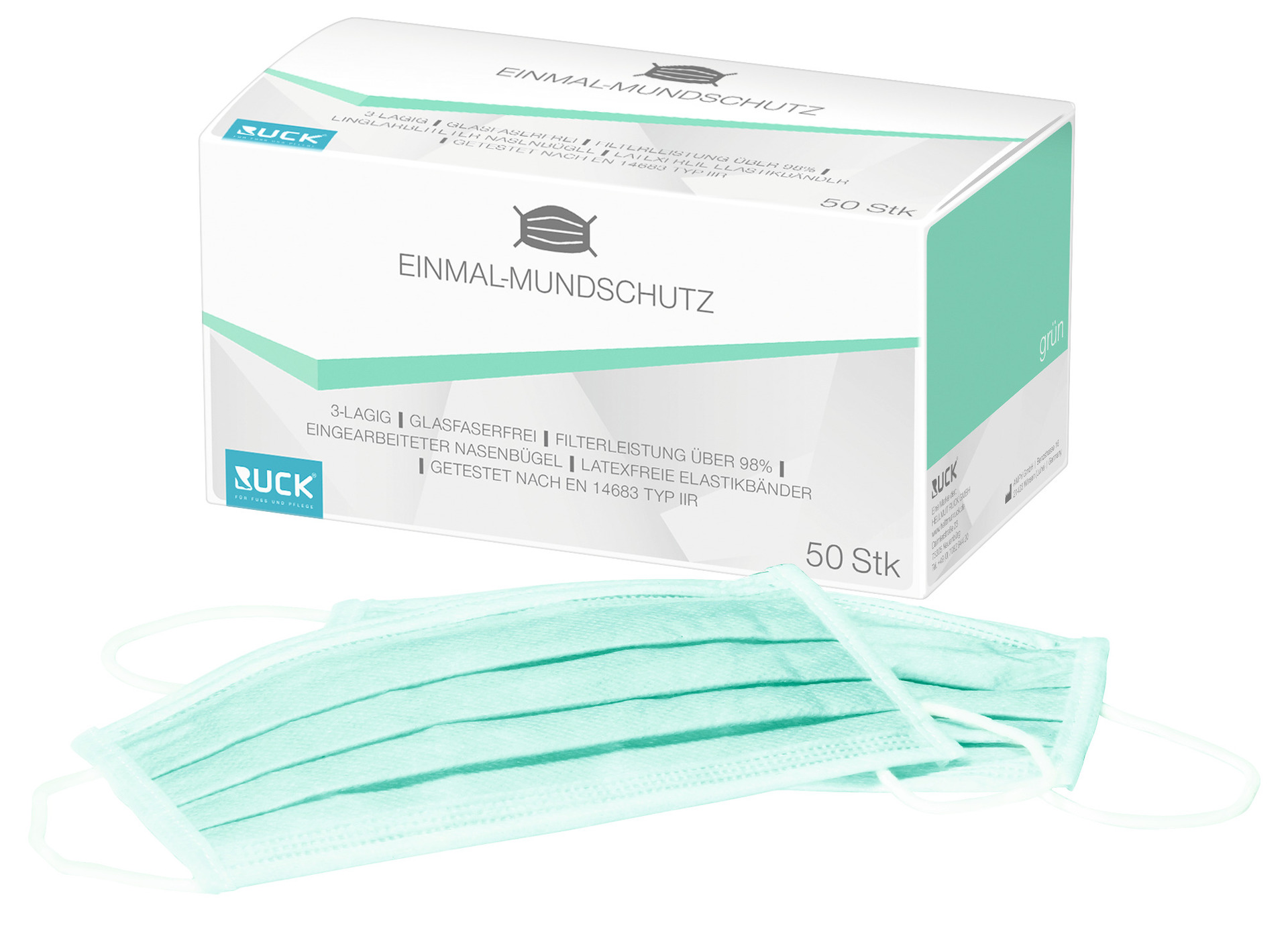 RUCK® Munskydd, 3-skikt, latexfri - turkos