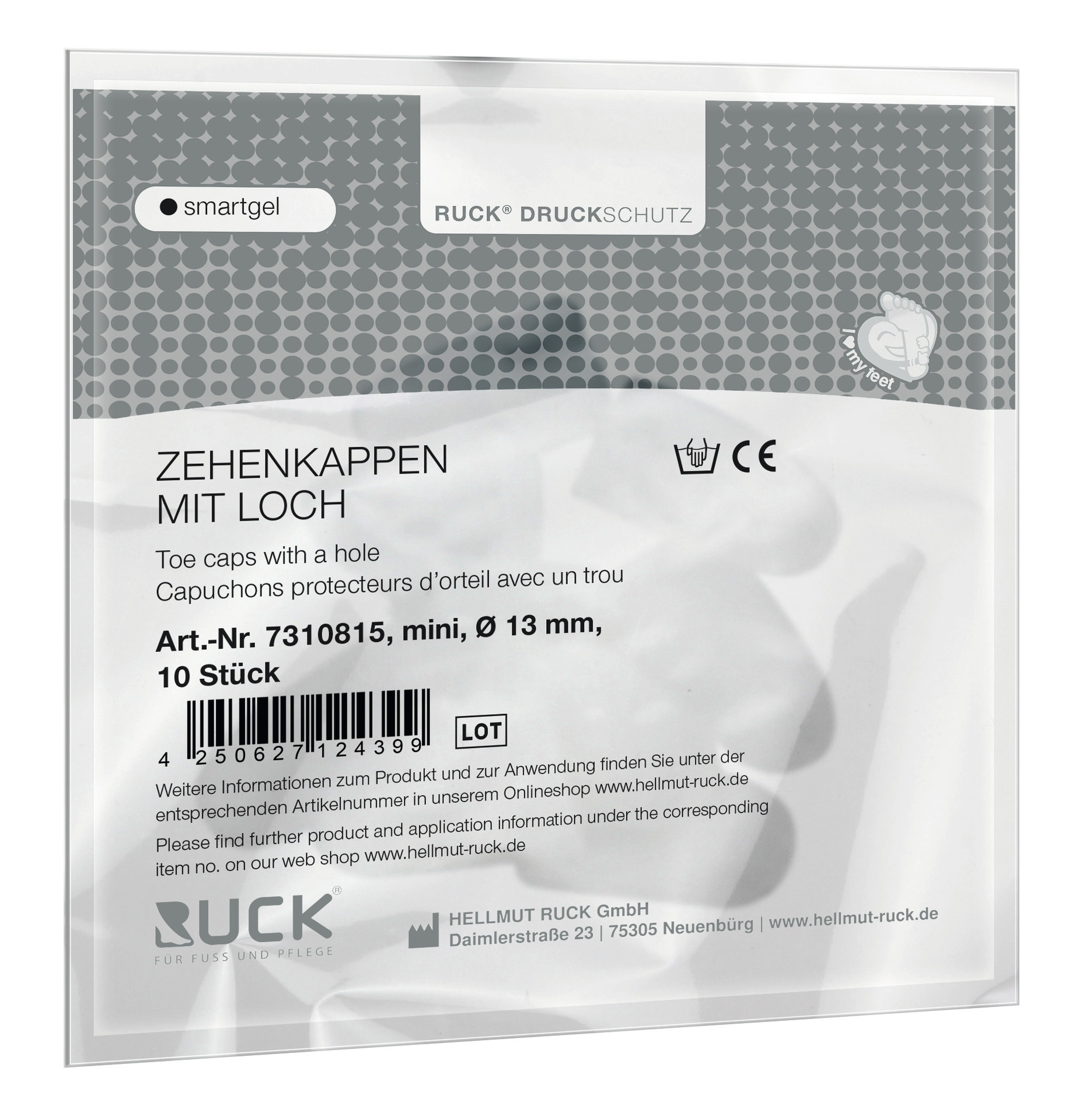 RUCK® AVLASTNING Smartgel, Tåhätta med ventilationshål, mini, 13 mm, 10 st