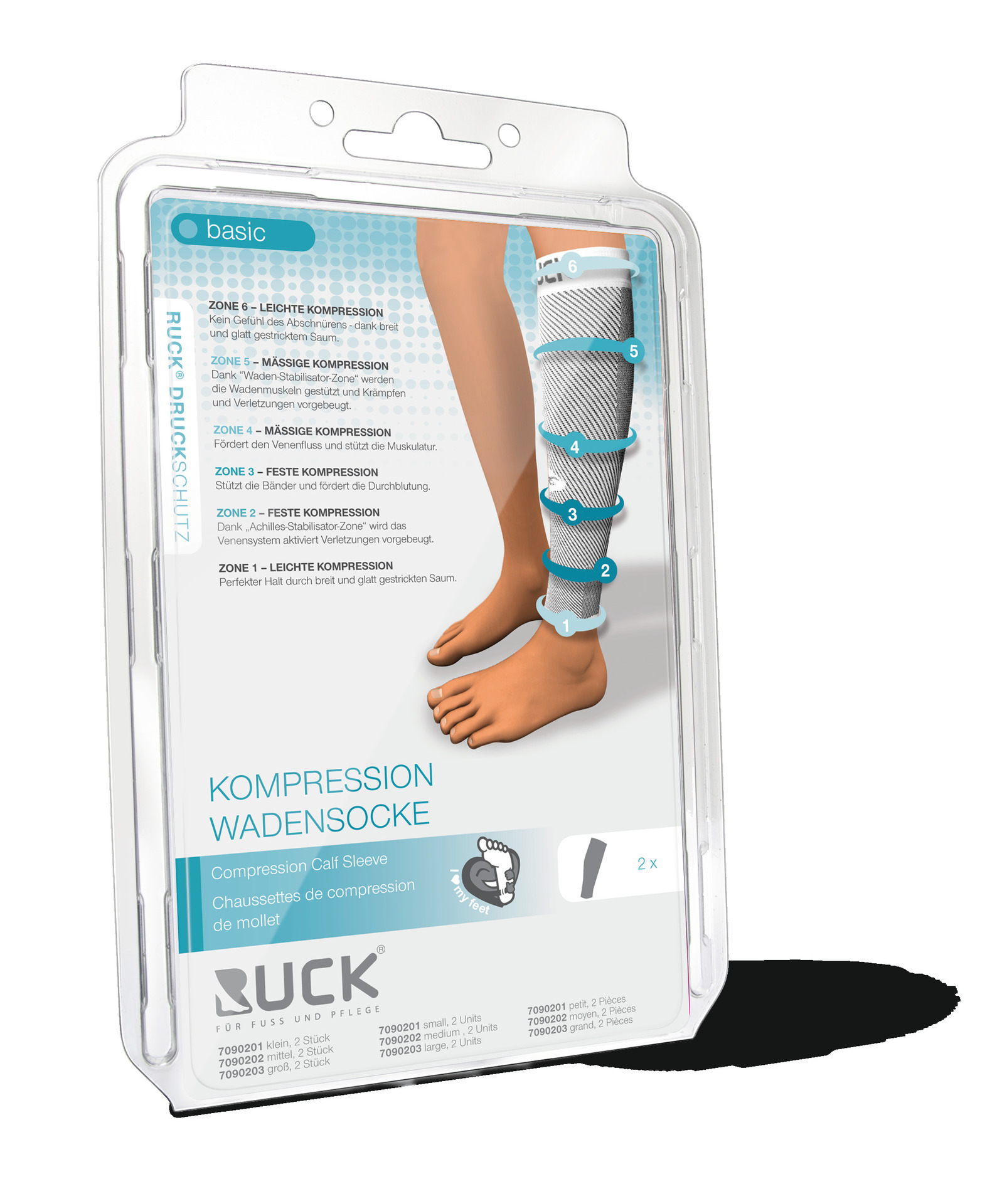 RUCK® AVLASTNING Basic, Kompressionsstrumpa för vadben, str 43-47 (stor), 1 par