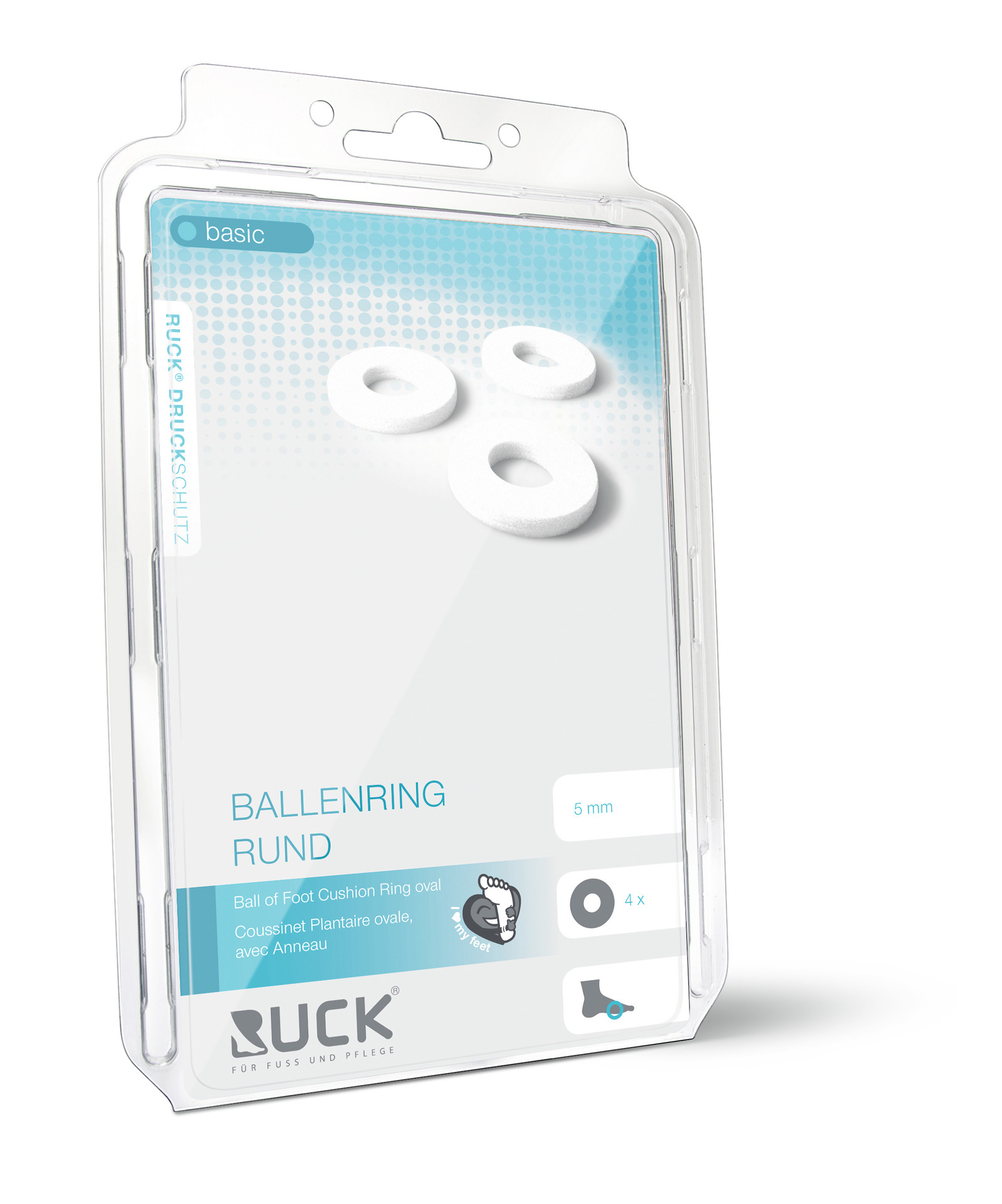 RUCK® AVLASTNING Basic Hallux Valgus-ring, rund (4 styck)