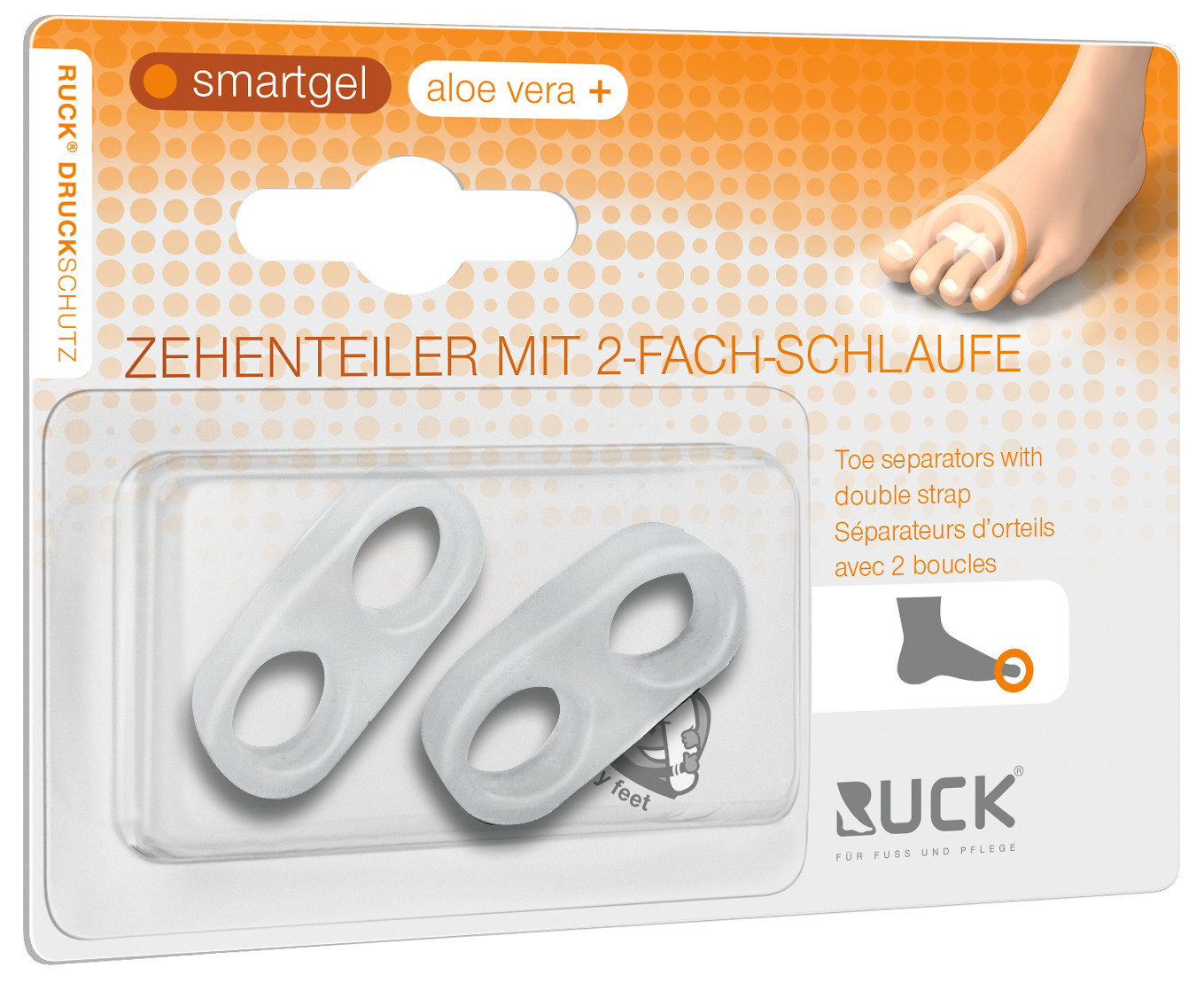 RUCK® AVLASTNING Smartgel, Tåspridare med dubbla fästpunkter, storlek  S/M (2 st) - 2
