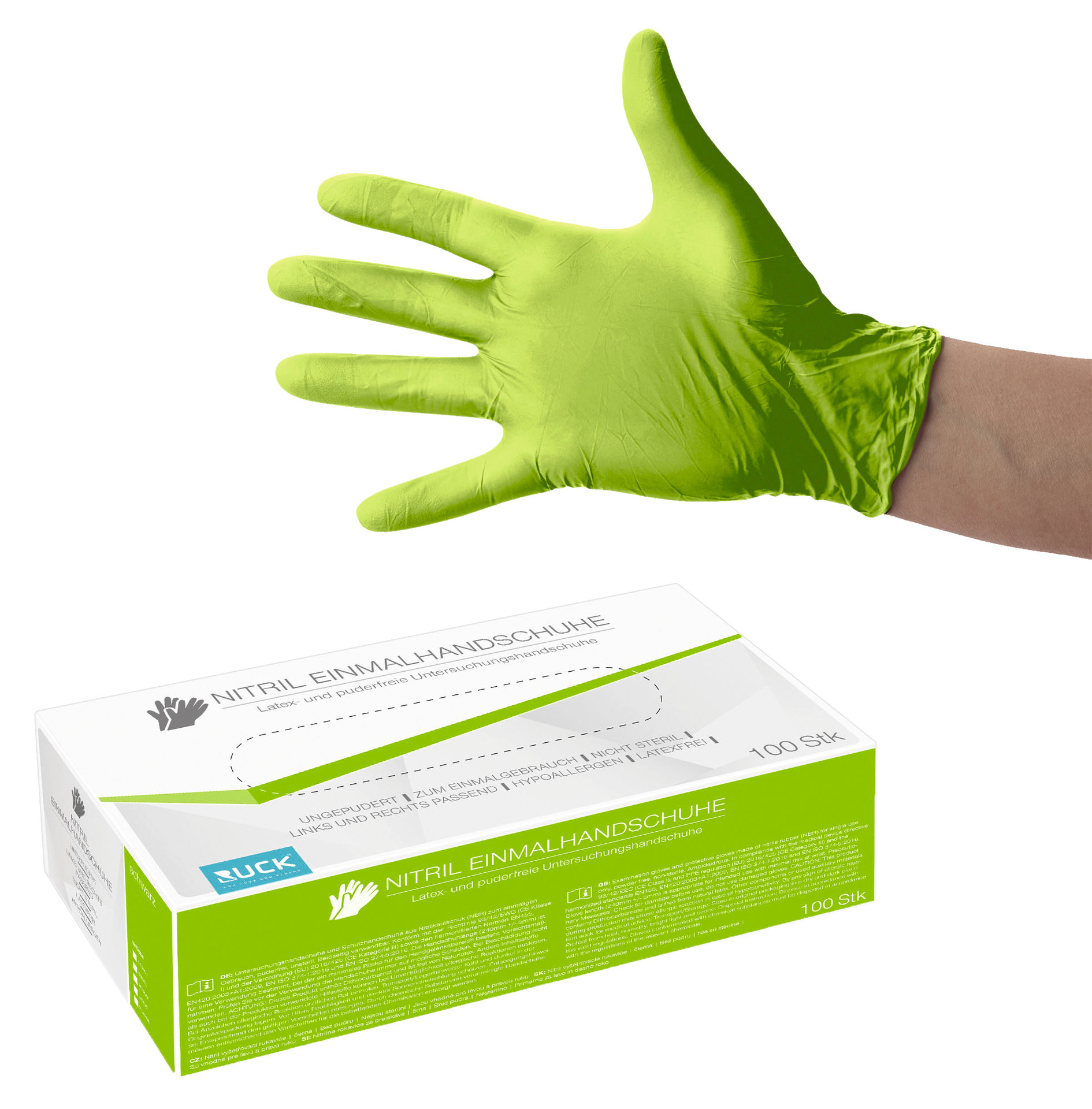 RUCK® Nitril Engångshandske, grön (Str. XS), 100-pack