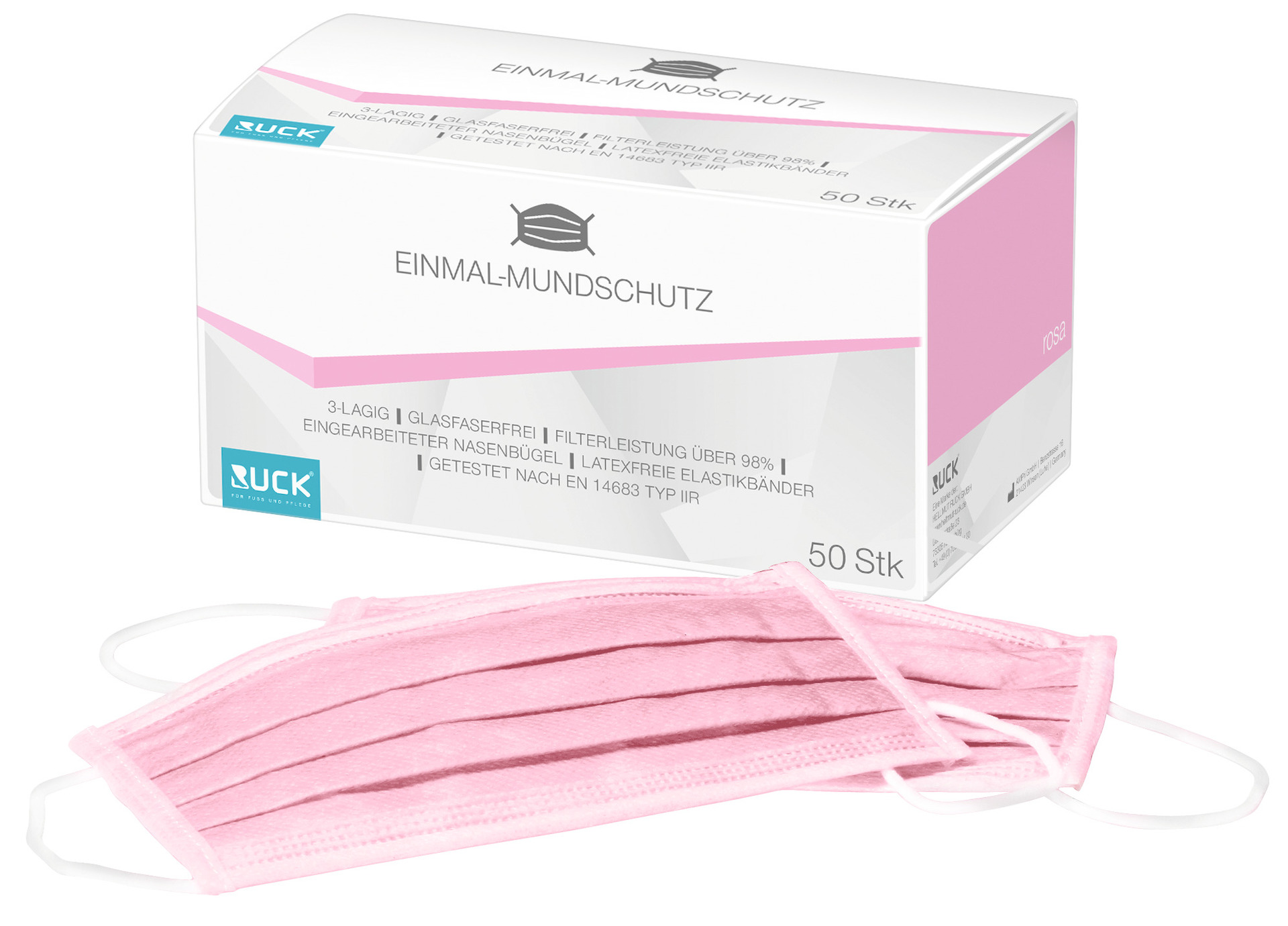 RUCK® Munskydd, 3-skikt, latexfri - rosa