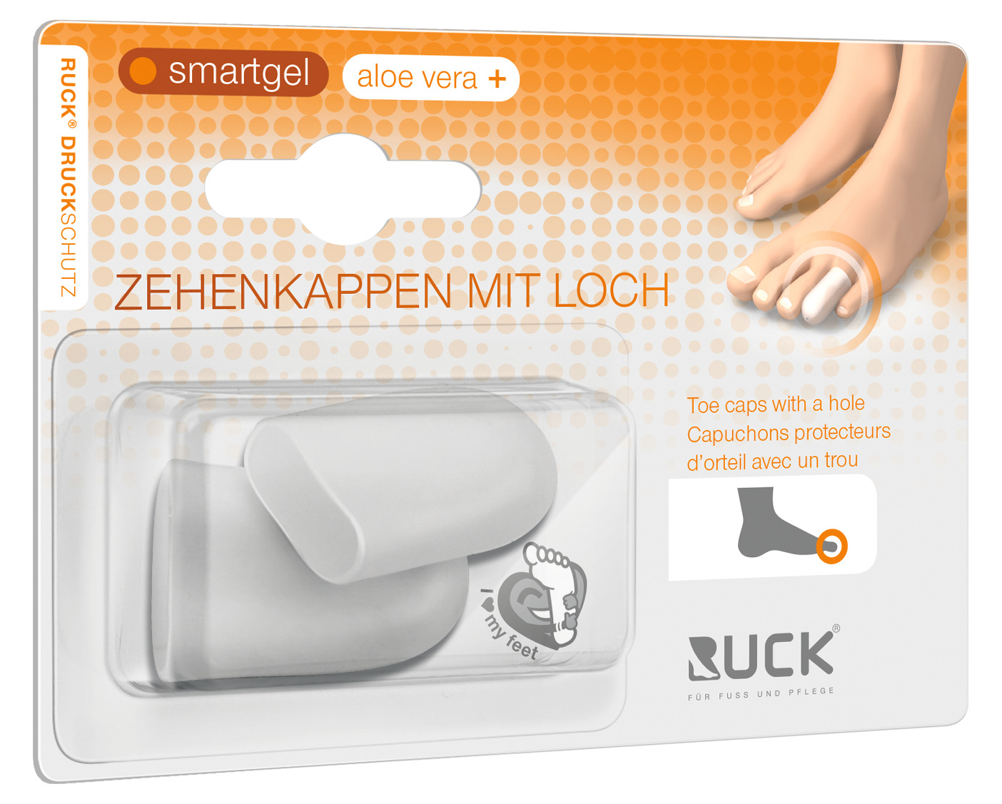 RUCK® AVLASTNING Smartgel, Tåhätta med ventilationshål, stor, 20 mm, 2 st