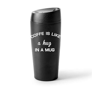 Bilmugg - Coffee hug in a mug - svart/silver/guld - 2 storlekar 