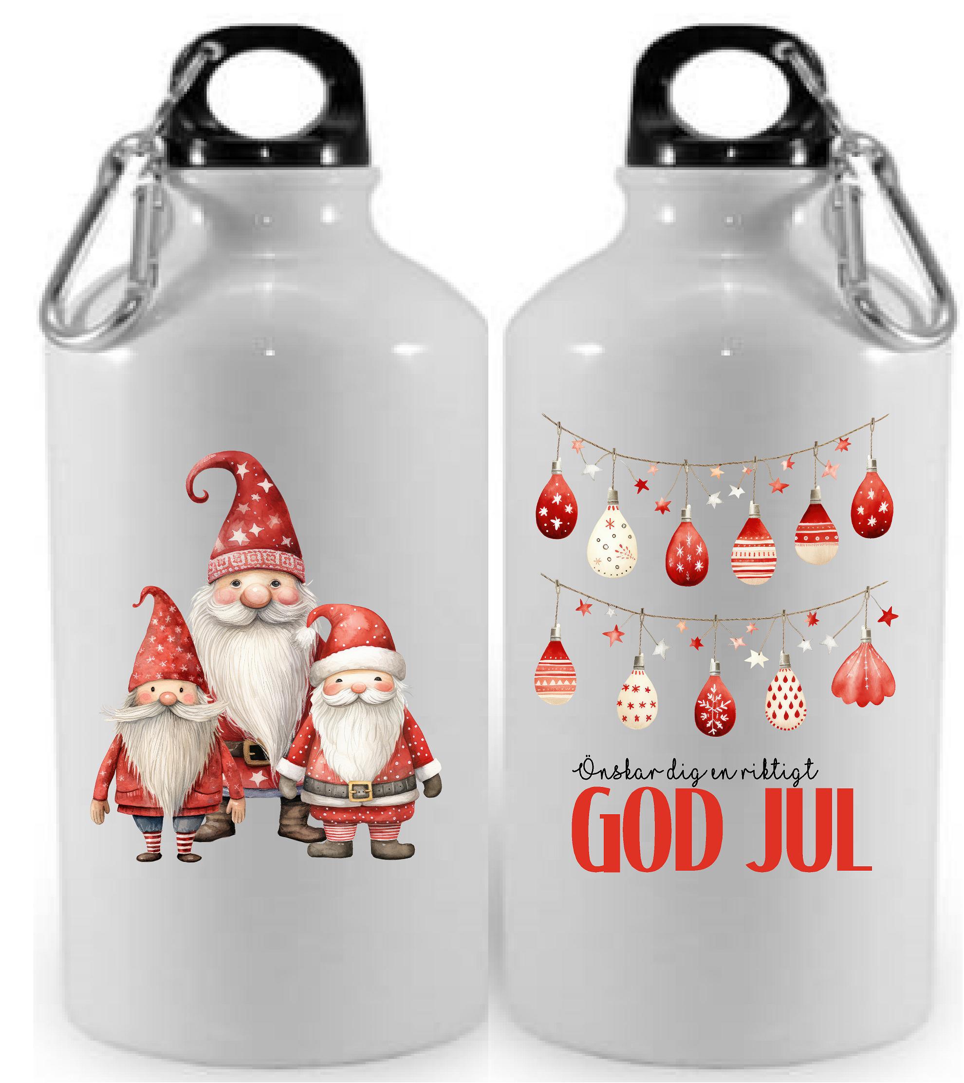 Vattenflaska - Jul - Julkulor tomtar - 2