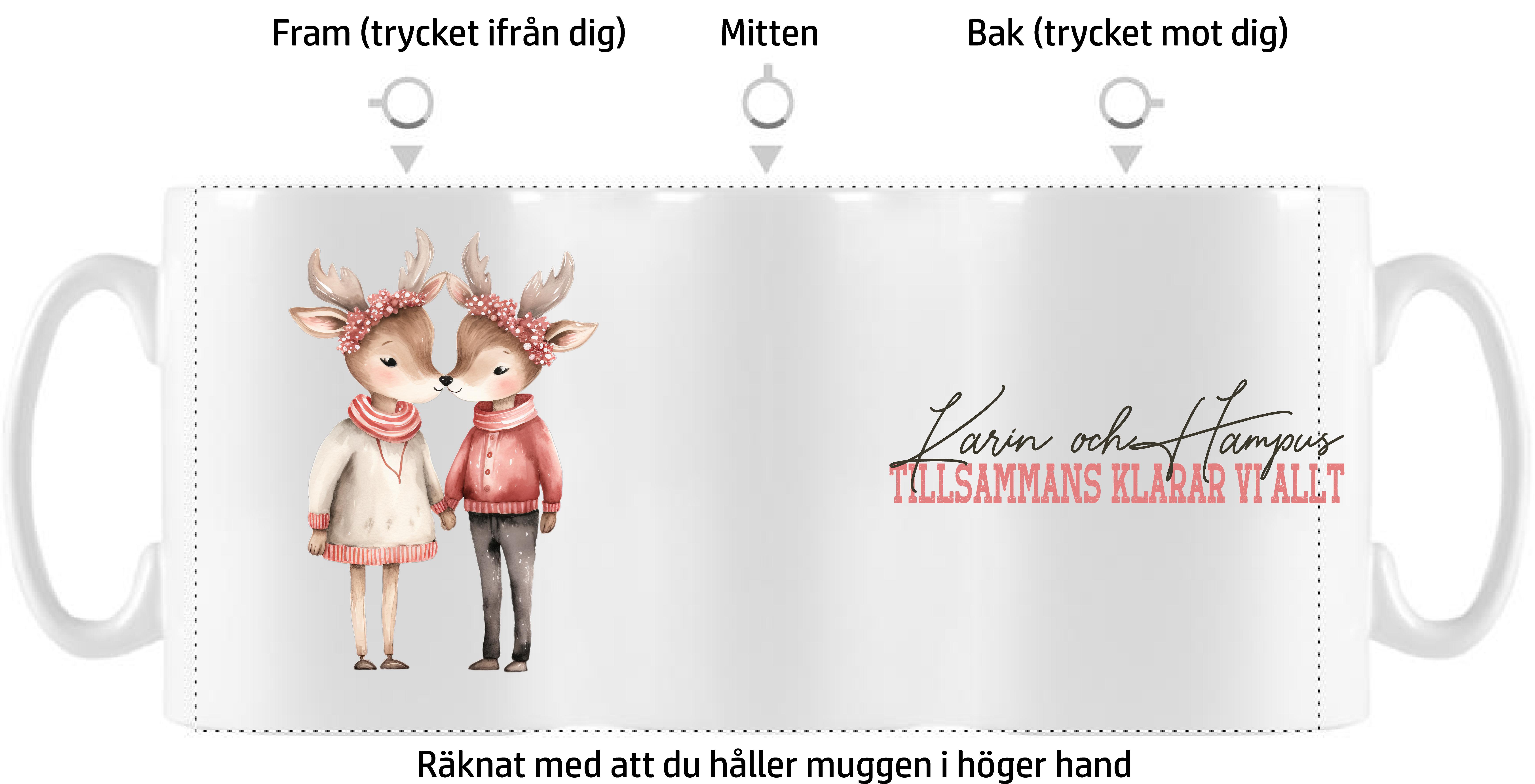 Mugg - Alla hjärtans dag - Rådjurspar - 4 motiv/texter - 3