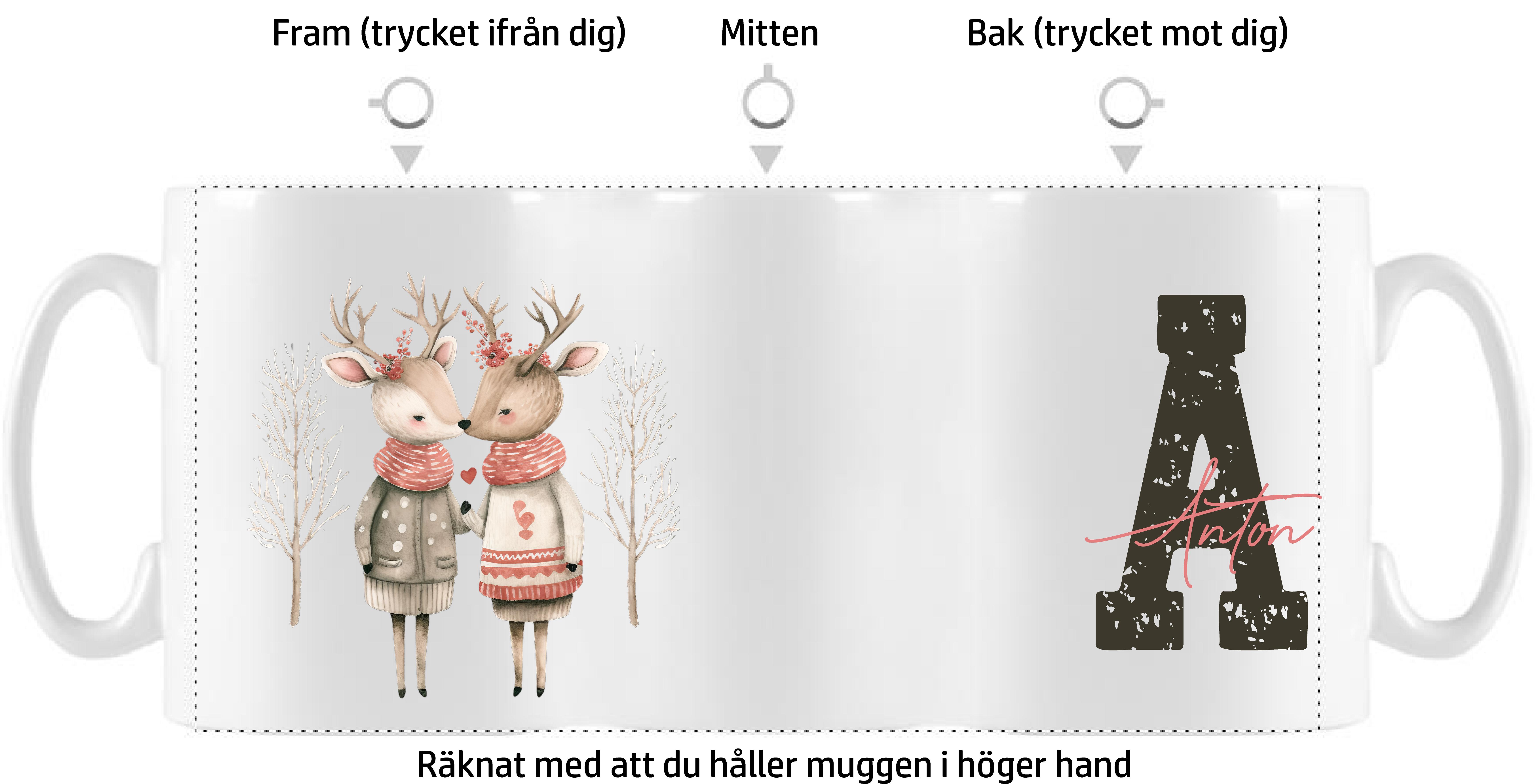 Mugg - Alla hjärtans dag - Rådjurspar - 4 motiv/texter - 5