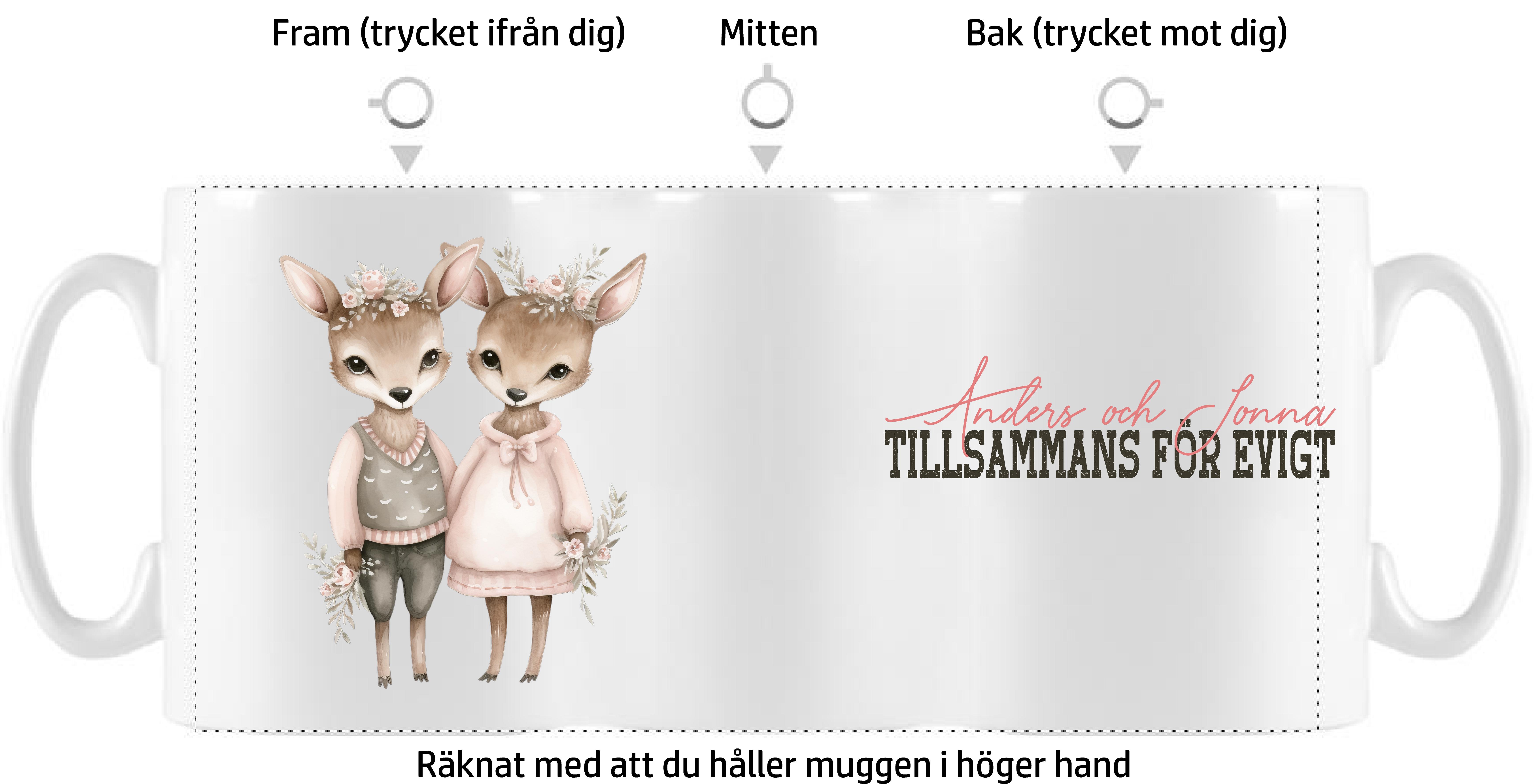 Mugg - Alla hjärtans dag - Rådjurspar - 4 motiv/texter - 2