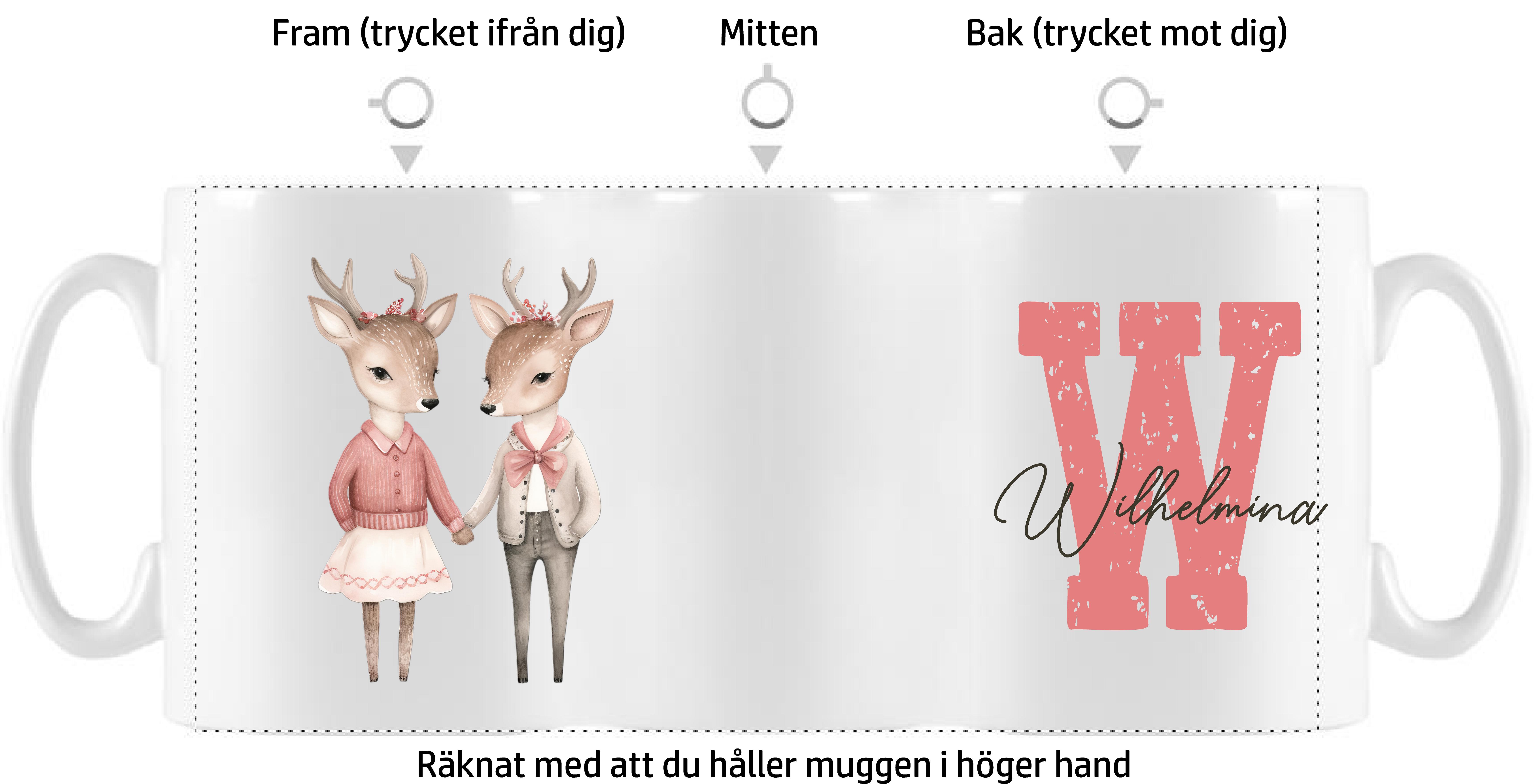 Mugg - Alla hjärtans dag - Rådjurspar - 4 motiv/texter - 4