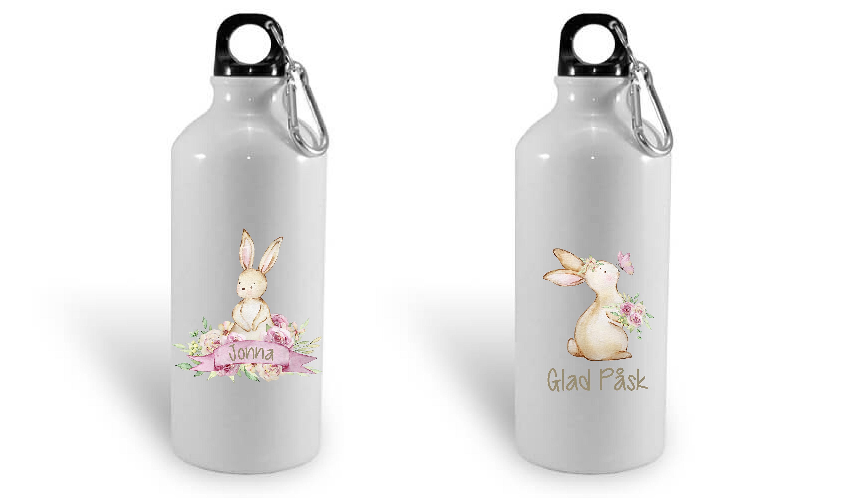 Vattenflaska - Påsk - Kanin - Blommor