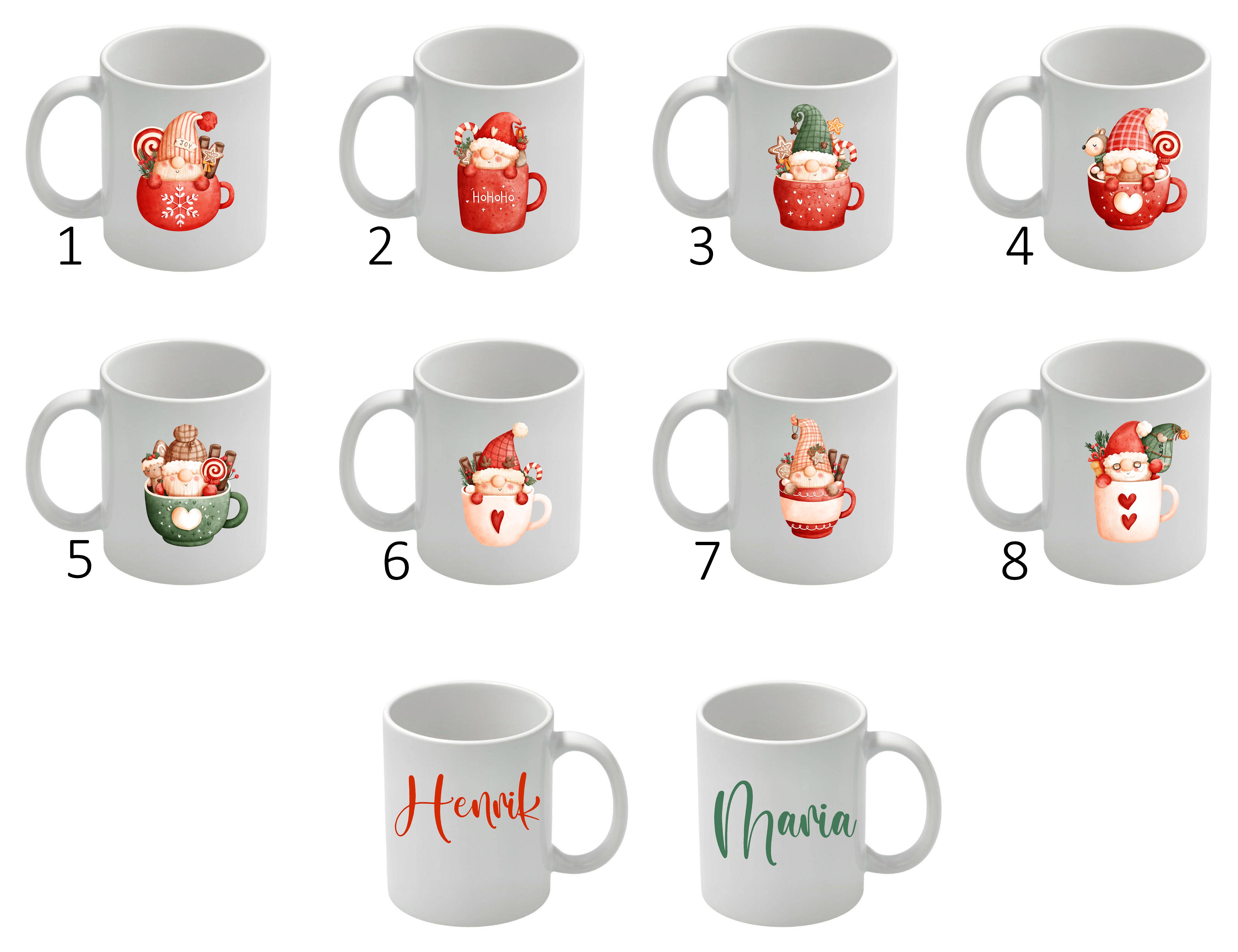 Mugg - Jul - Gnome 8 koppar - 8 olika motiv - 3