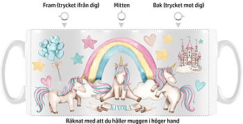 Mugg - Enhörning slott - 2 färger