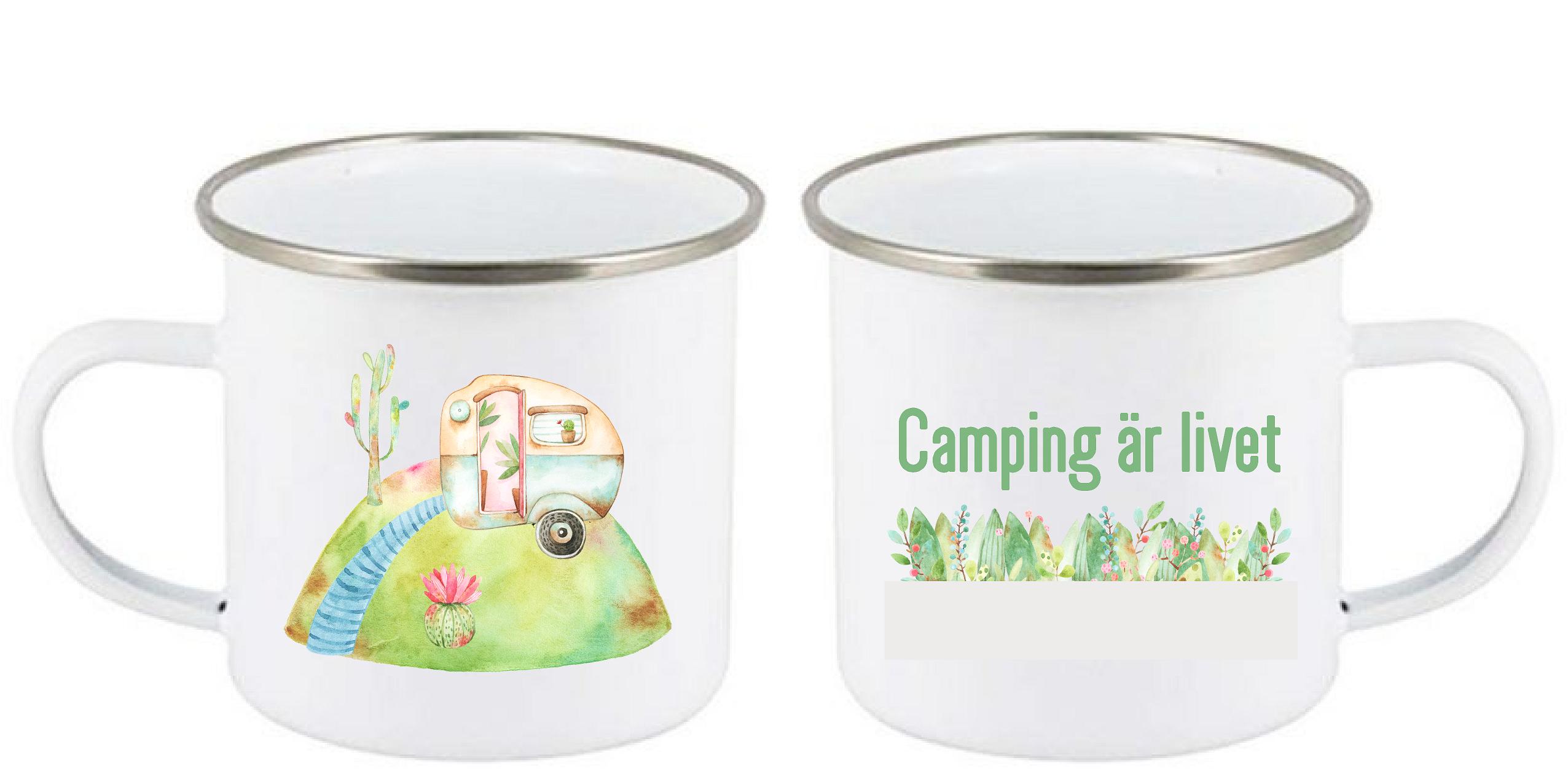 Mugg - Camping - Kulle - grön - 2 husvagnar