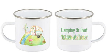 Mugg - Camping - Kulle - grön - 2 husvagnar