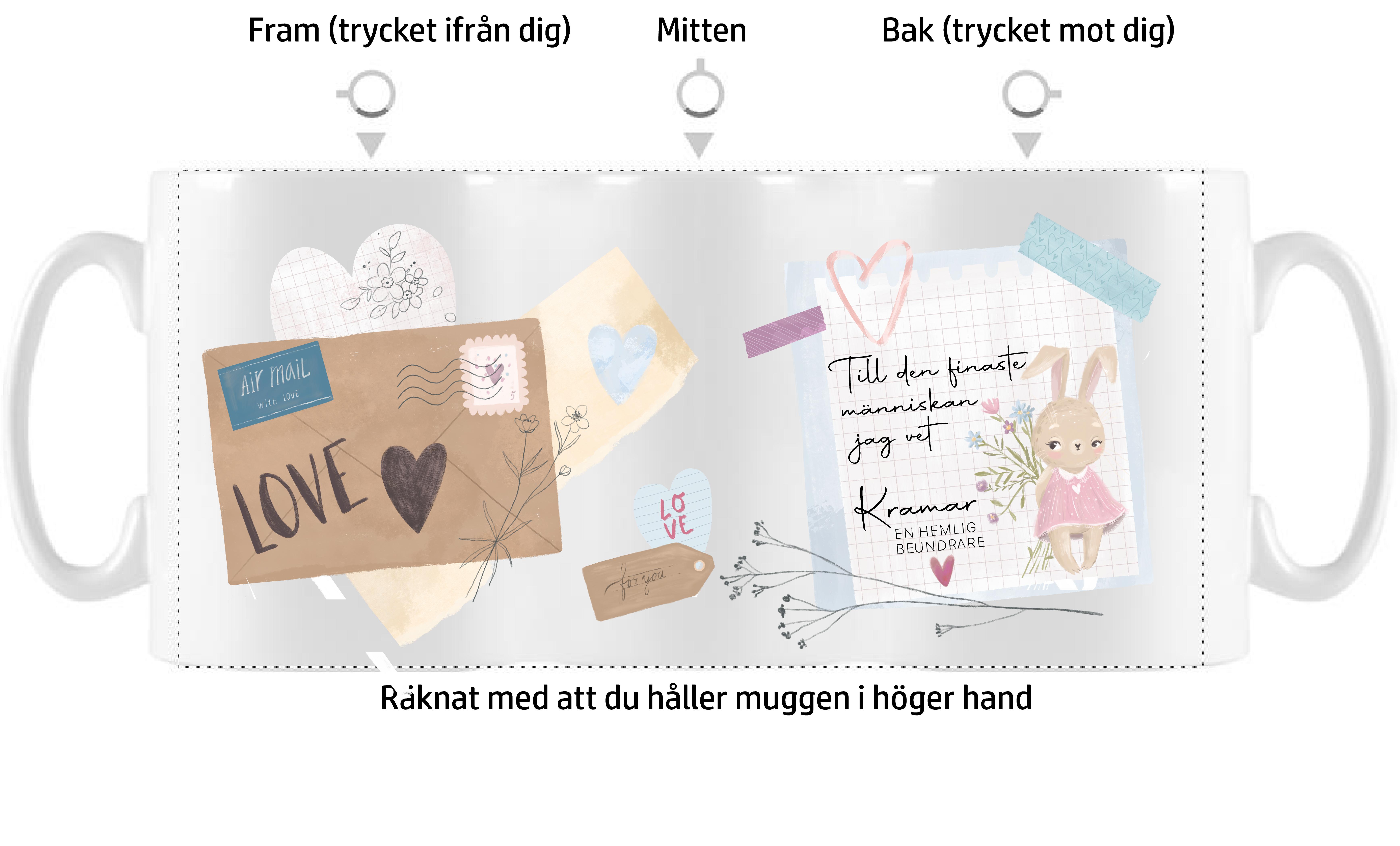 Mugg - Alla hjärtans dag - Brev - 3 motiv