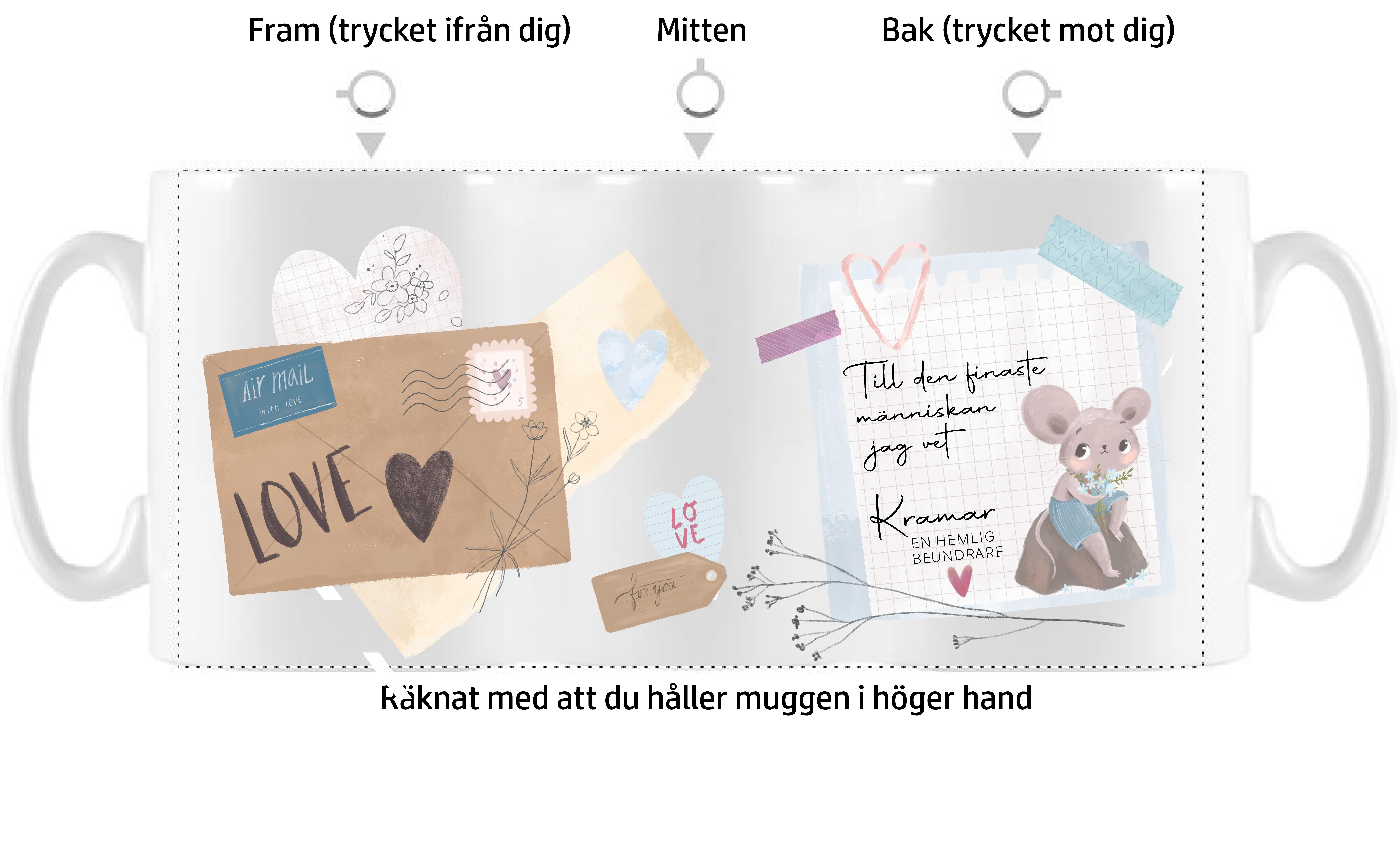Mugg - Alla hjärtans dag - Brev - 3 motiv - 3
