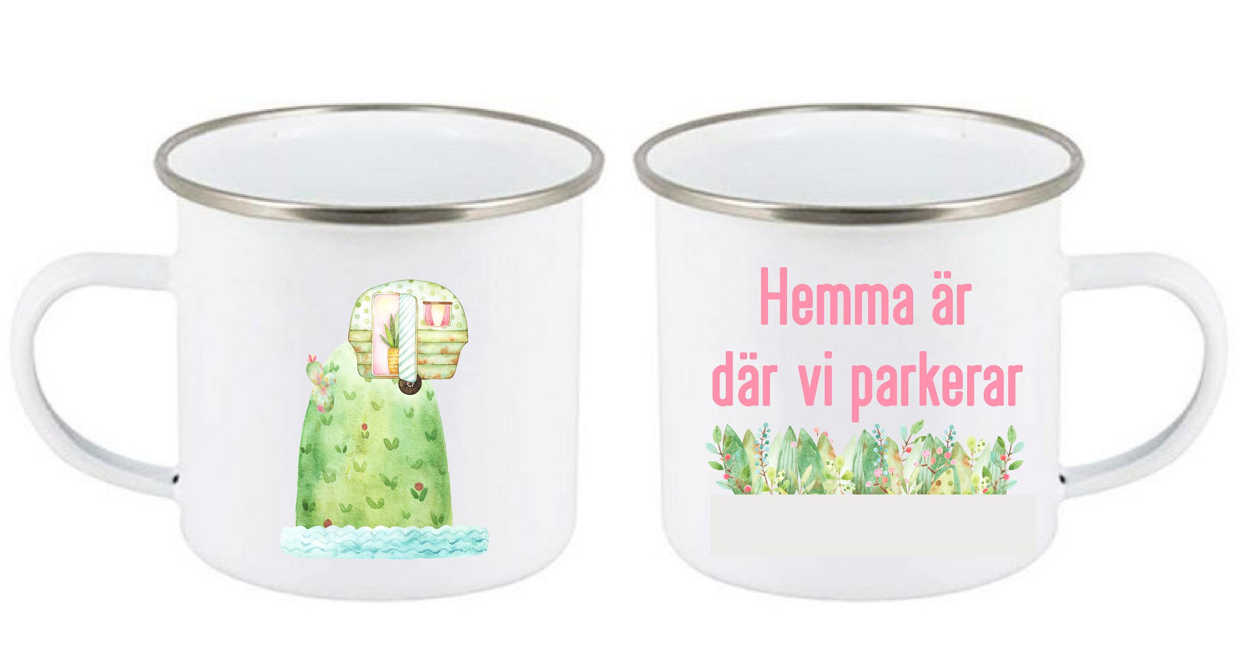 Mugg- Camping - Kulle - rosa - 2 husvagnar - 3