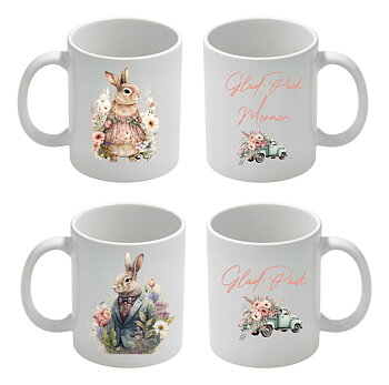 Mugg - Påsk - Kanindam/Kaninherre - rosa