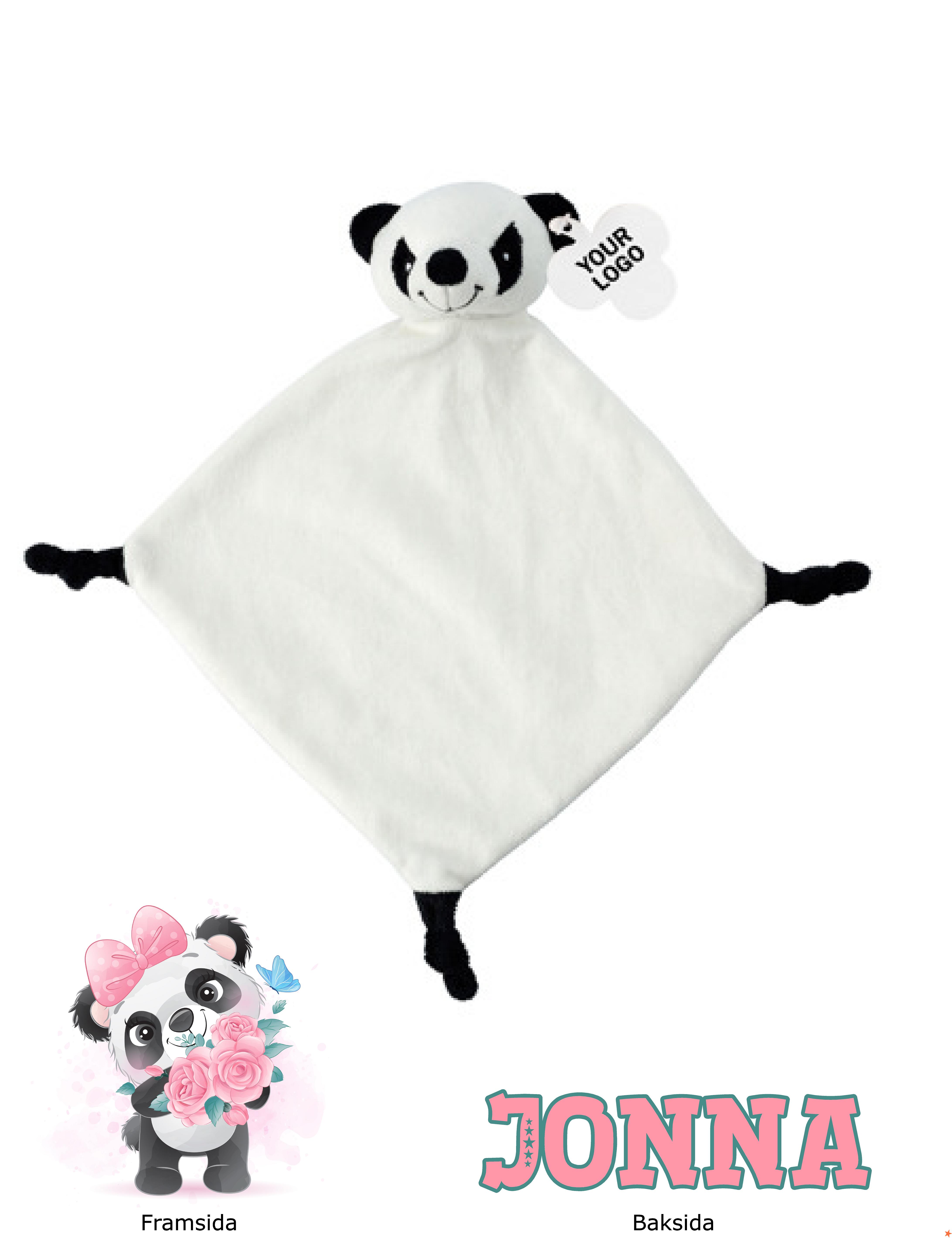 Snuttefilt Panda rosbunt