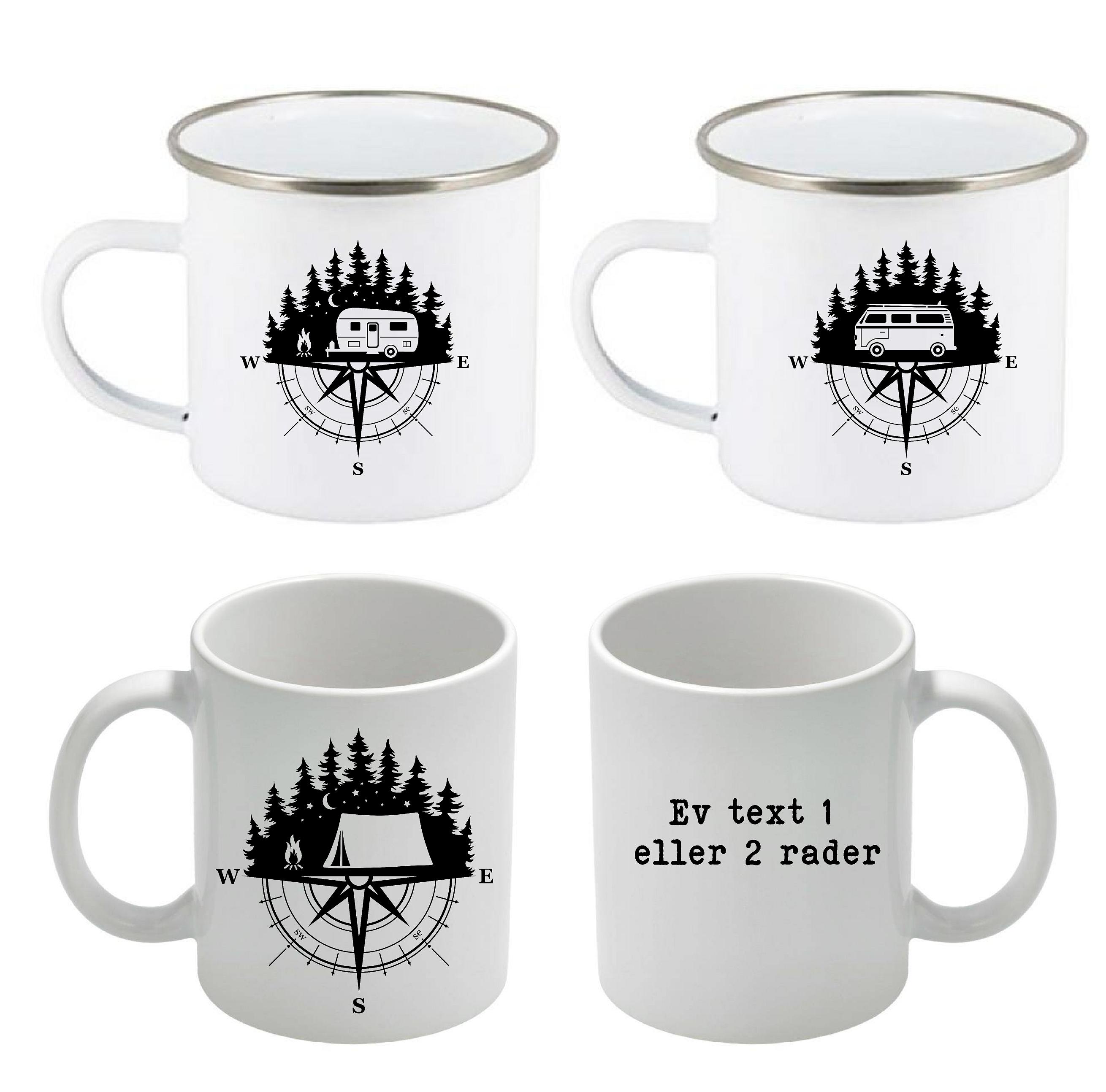 Mugg - Camping - Kompass - Skog 
