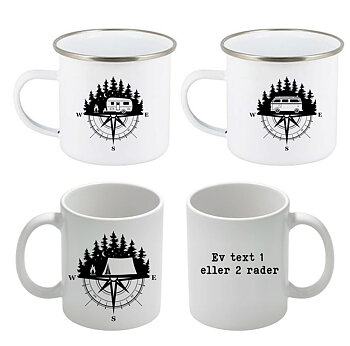 Mugg - Camping - Kompass - Skog 