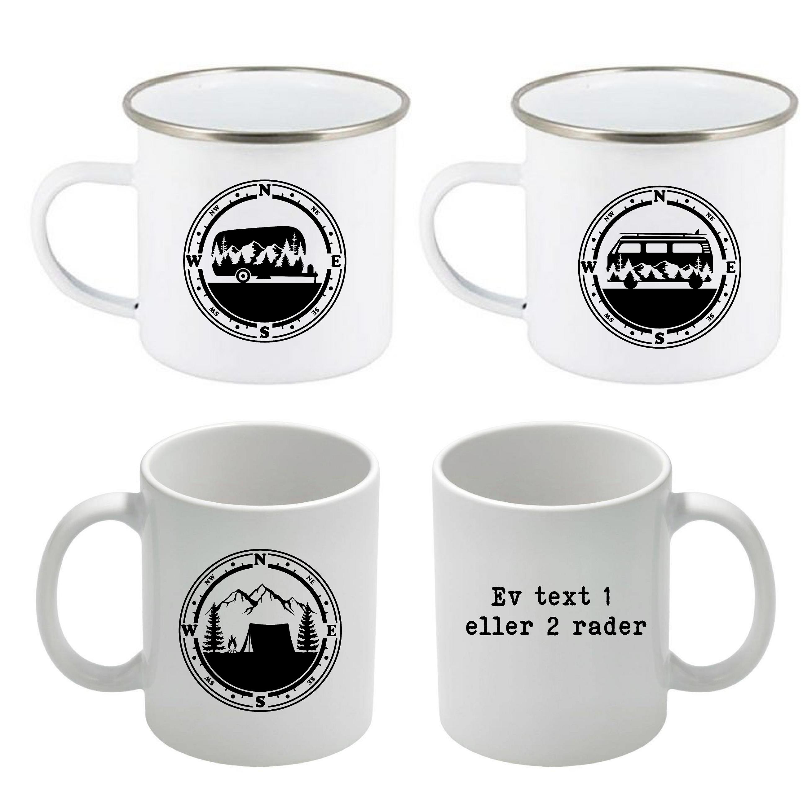 Mugg - Camping - Kompass - Rund
