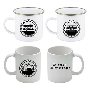 Mugg - Camping - Kompass - Rund