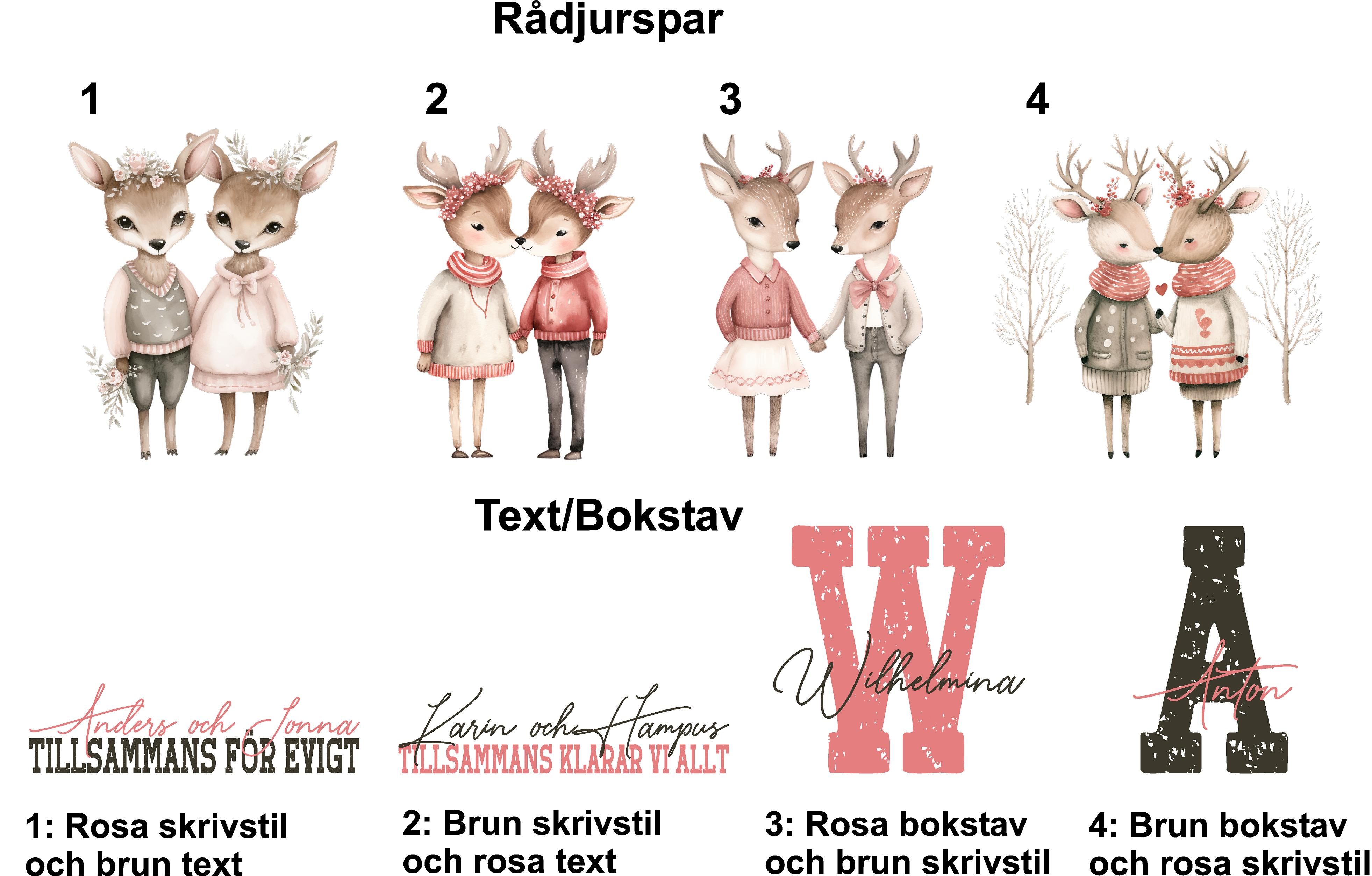 Vattenflaska - Alla hjärtans dag - Rådjurspar - 4 motiv/Texter - 3