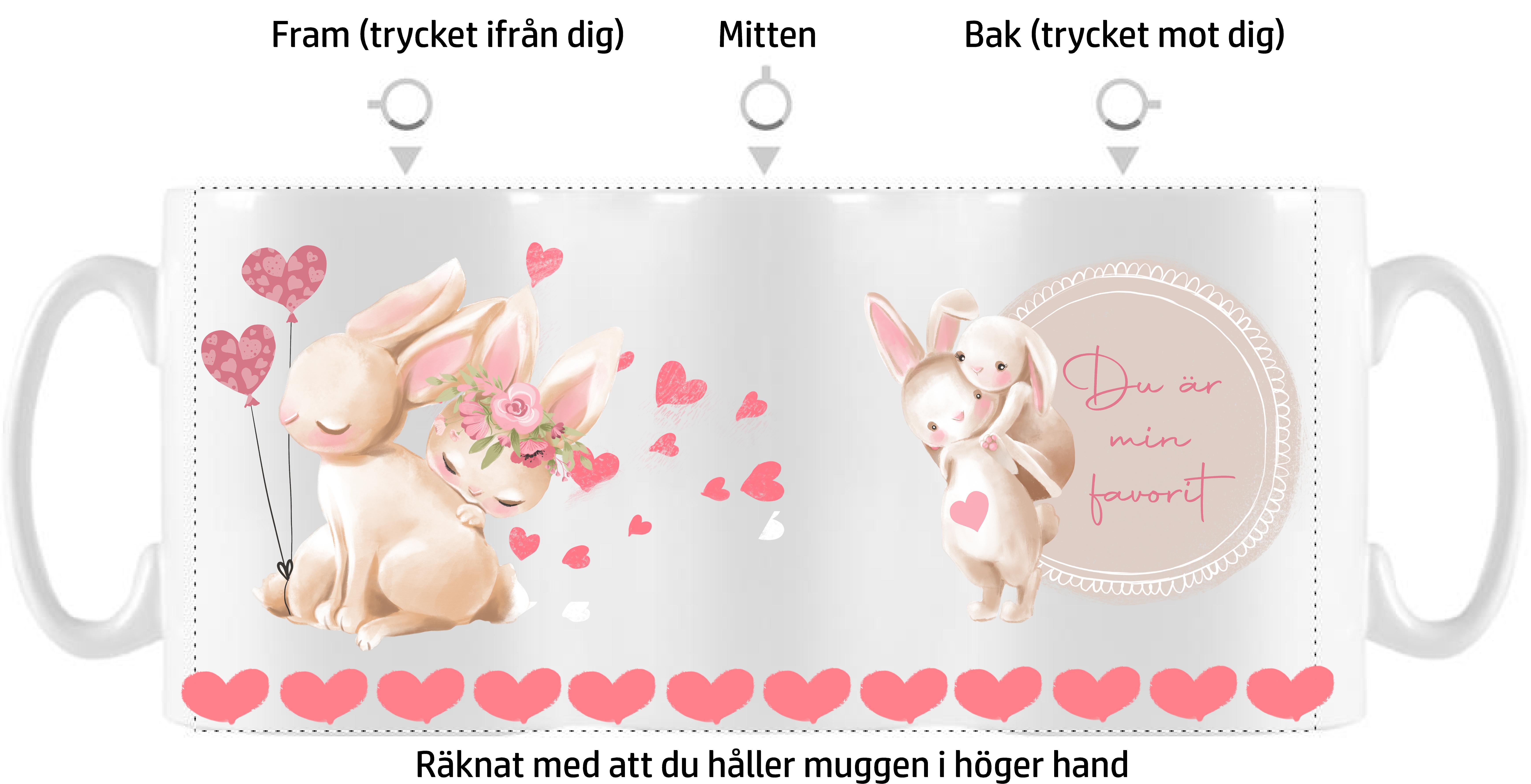 Mugg - Alla hjärtans dag - Söta kaniner - 3 motiv - 4