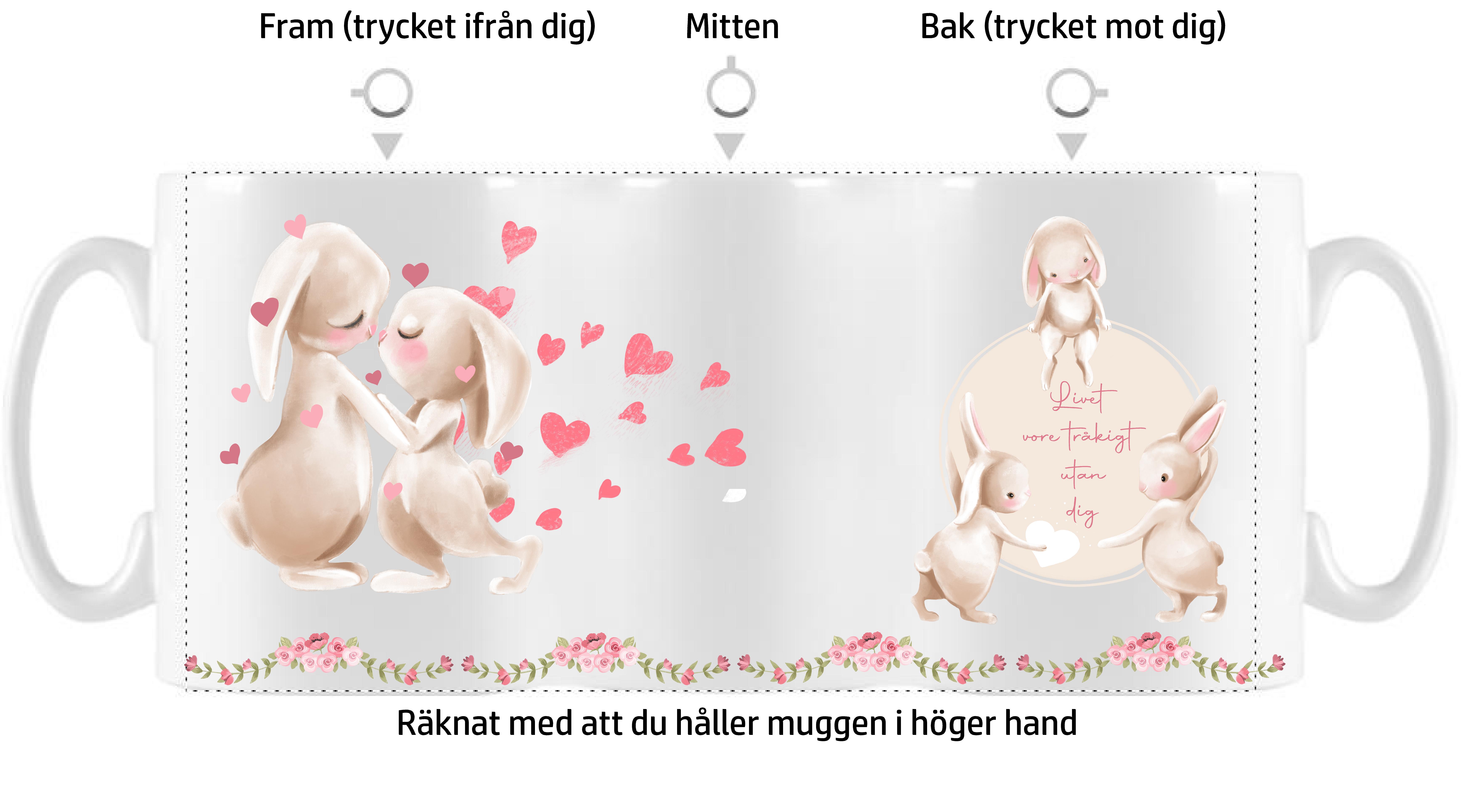 Mugg - Alla hjärtans dag - Söta kaniner - 3 motiv - 3