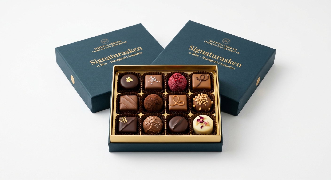 Signaturasken 12 Bitar - Handgjord Chokladlyx