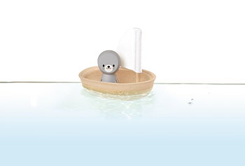 Ekologisk badleksak - Säl i segelbåt / PlanToys