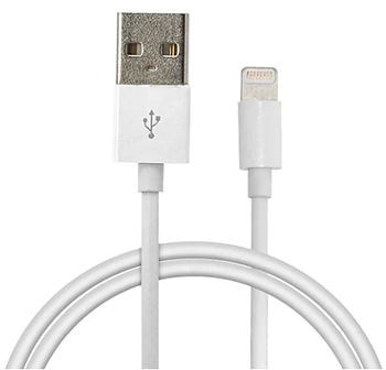 Lightning kabel USB A 2m vit 5V 2,1A 